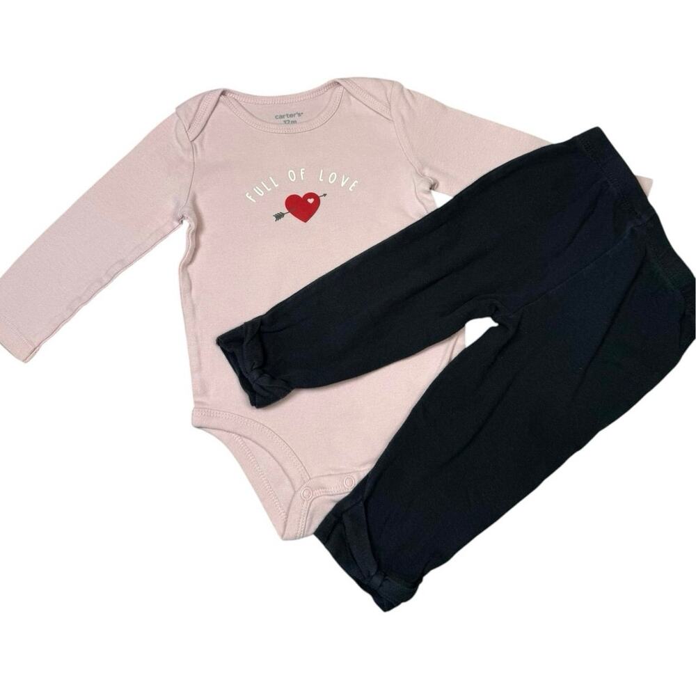 Carter's Matching Outfit Girls Love Pink Black 12 Months